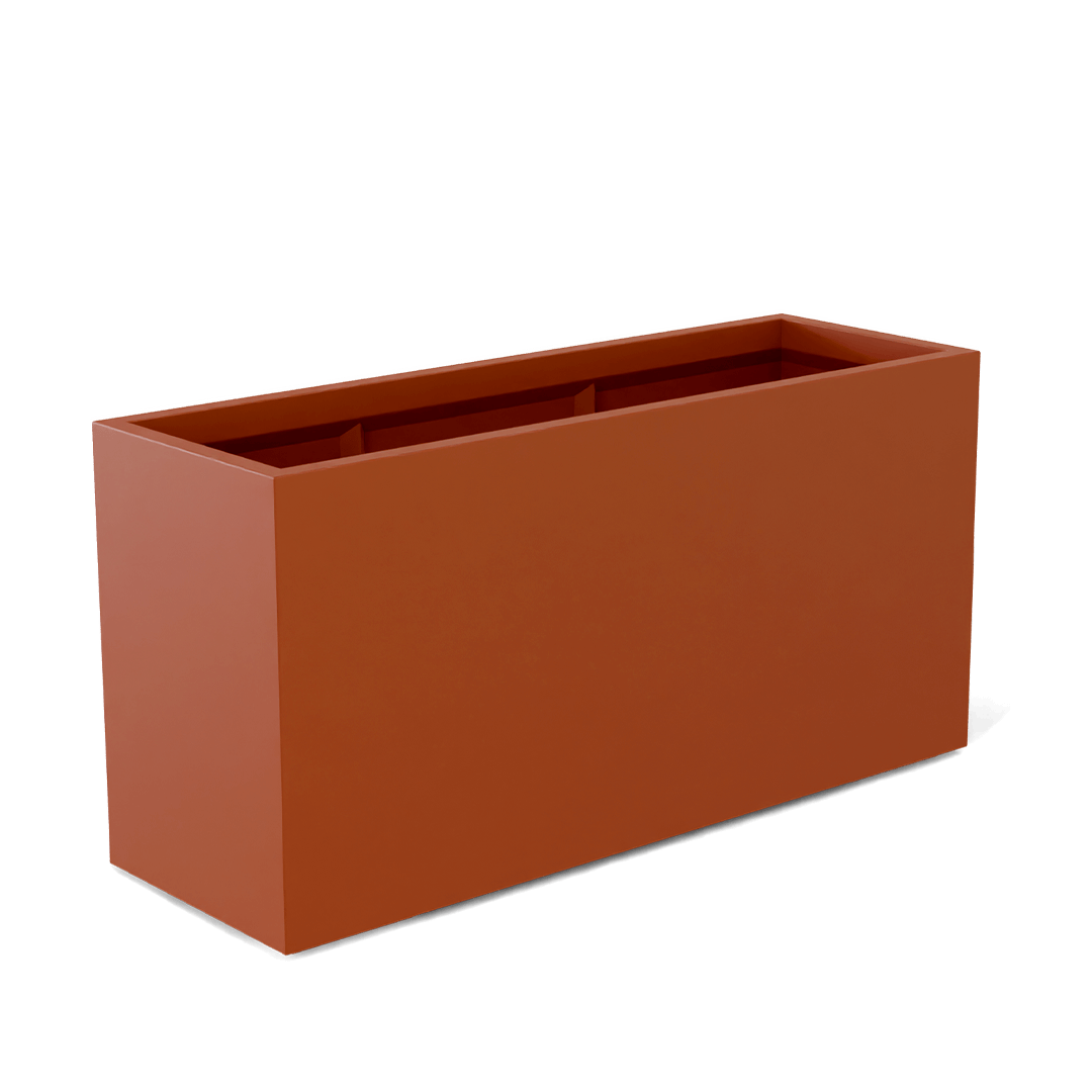 Tolga Rectangular Fiberglass Planter in Matte Terra Cotta