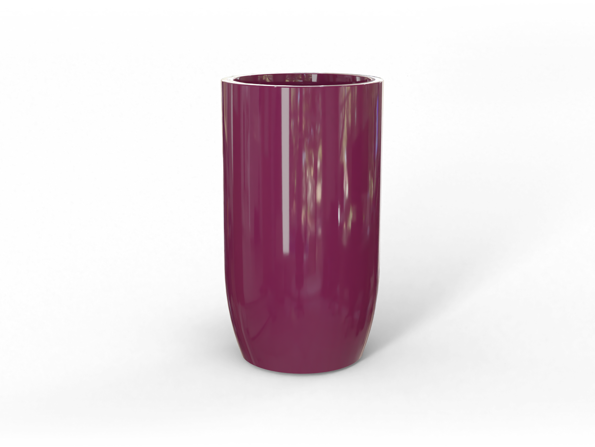 Lisbon Round Fiberglass Planter in Gloss Eggplant