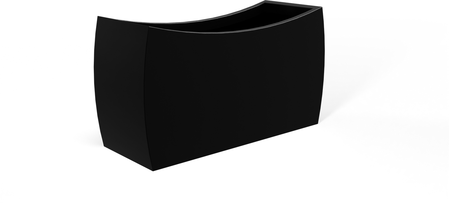 Seoul Curved Rectangular Fiberglass Planter in Matte Black
