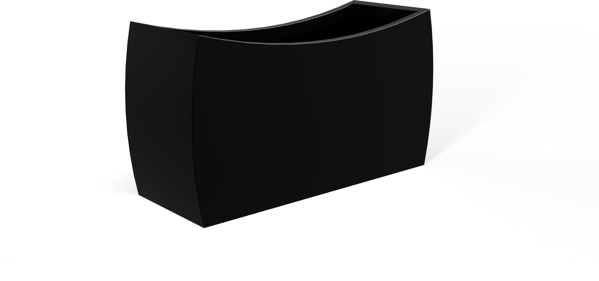 Seoul Curved Rectangular Fiberglass Planter in Matte Black
