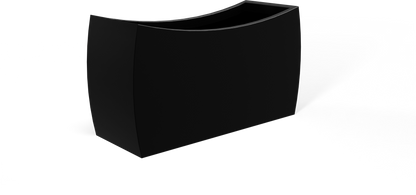 Seoul Curved Rectangular Fiberglass Planter in Matte Black