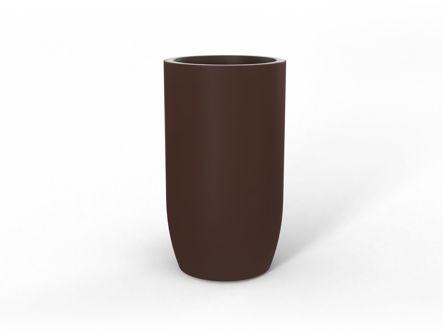Lisbon Round Fiberglass Planter in Matte Dark Brown