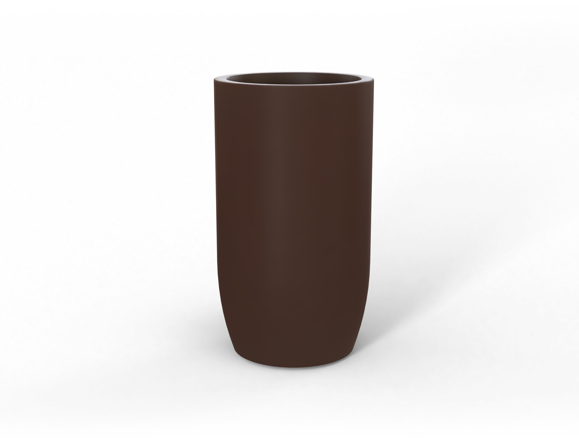 Lisbon Round Fiberglass Planter in Matte Dark Brown