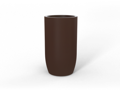Lisbon Round Fiberglass Planter in Matte Dark Brown