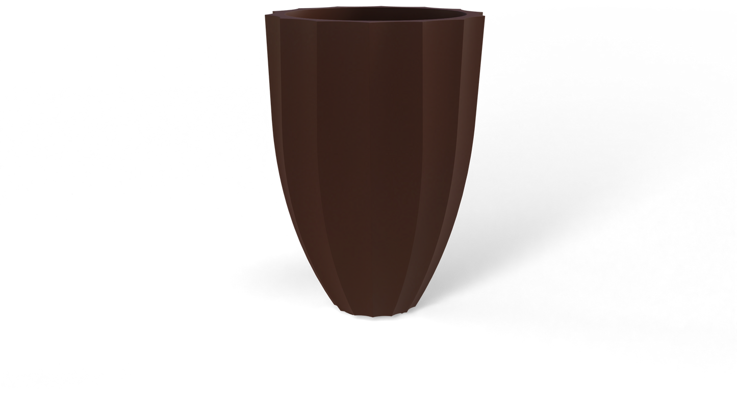 Alicante Round Fiberglass Planter in Matte Dark Brown