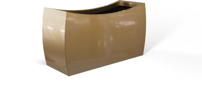 Seoul Curved Rectangular Fiberglass Planter in Gloss Metallic Gold