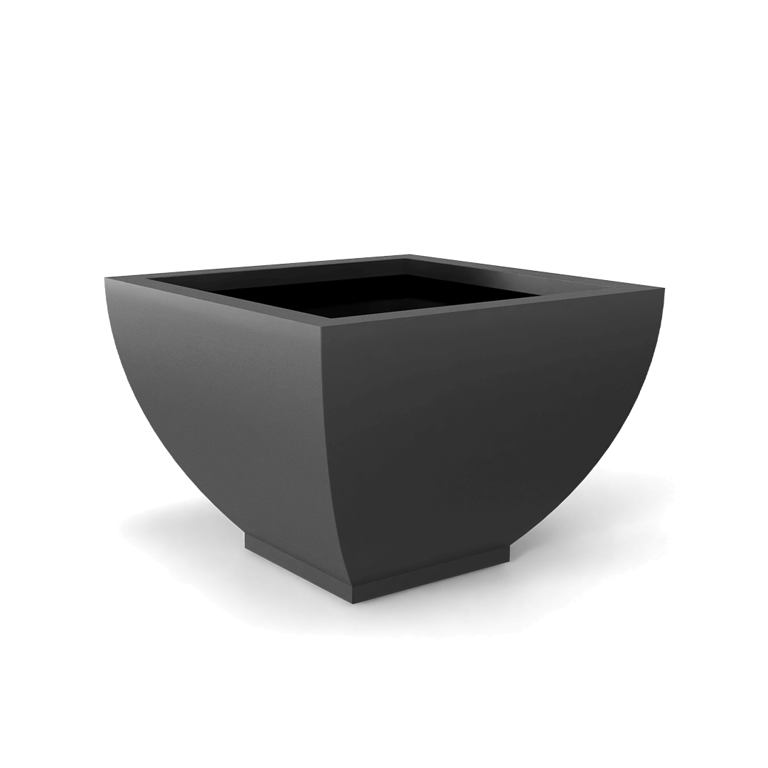 Kathryn Square Fiberglass Planter in Matte Gunmetal