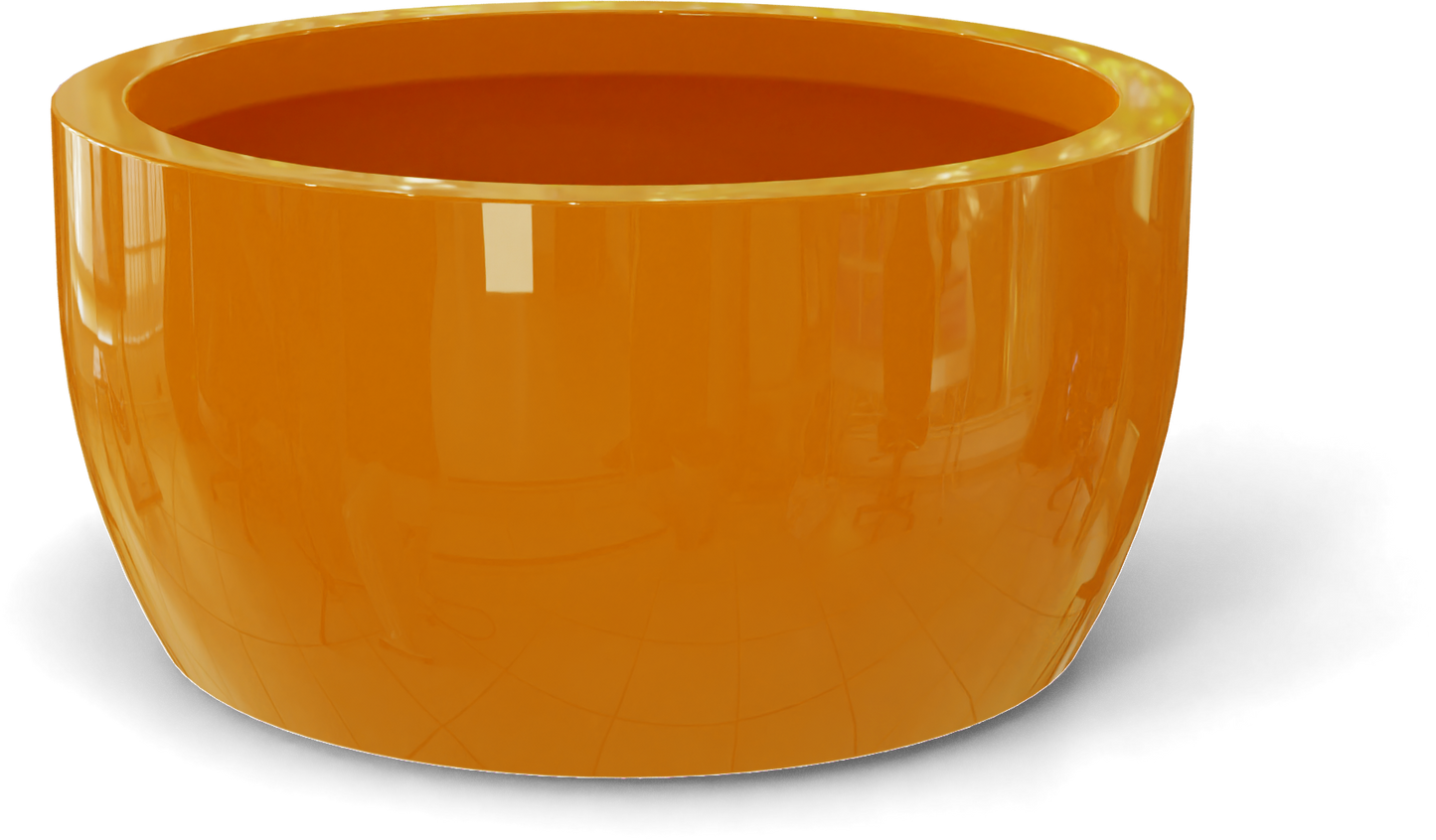 Casablanca Round Fiberglass Planter in Gloss Tangerine