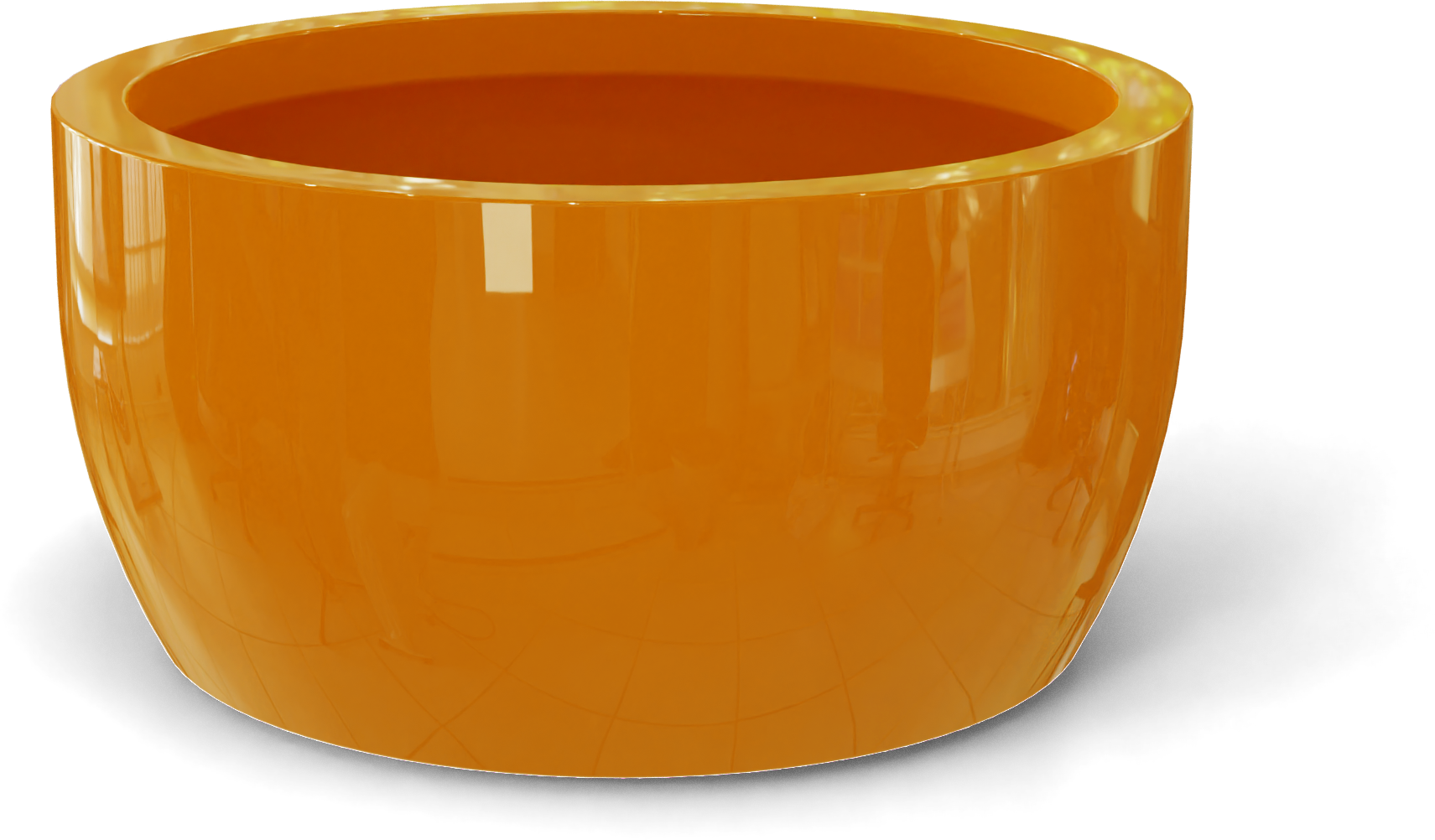 Casablanca Round Fiberglass Planter in Gloss Tangerine
