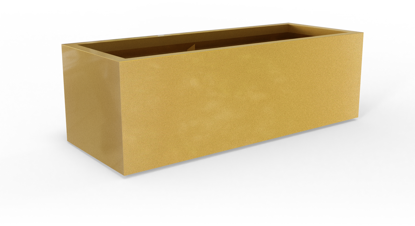 Cuba Rectangular Fiberglass Planter in Gloss Metallic Gold