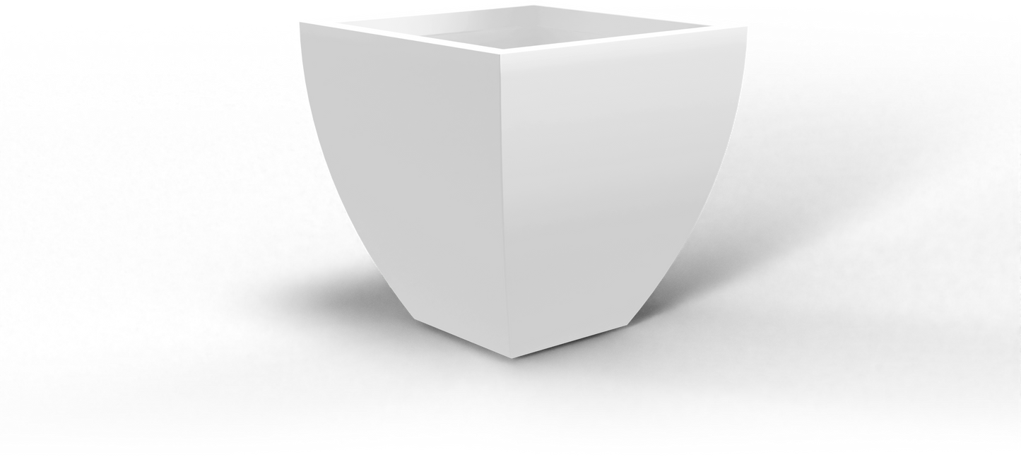 Lima Tapered Square Fiberglass Planter in Matte Bright White