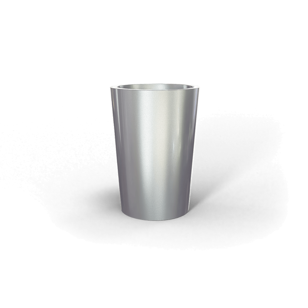Tegel Round Fiberglass Planter in Metallic Silver