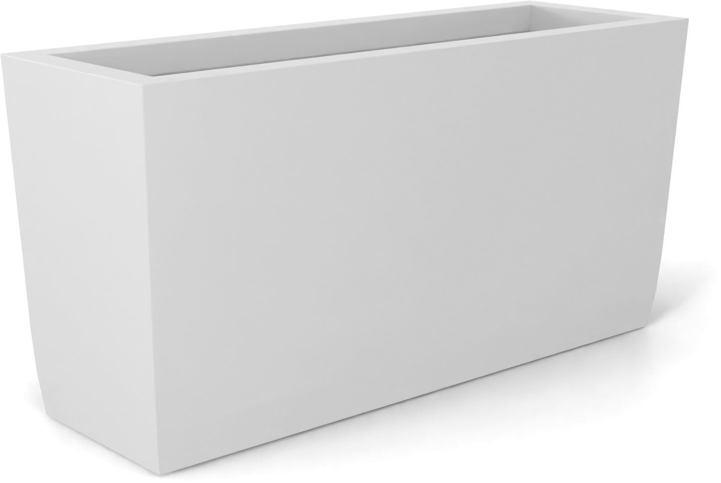 Panama Curved Rectangular Fiberglass Planter in Matte Bright White