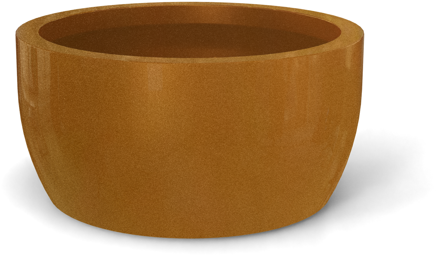 Casablanca Round Fiberglass Planter in Metallic Bronze