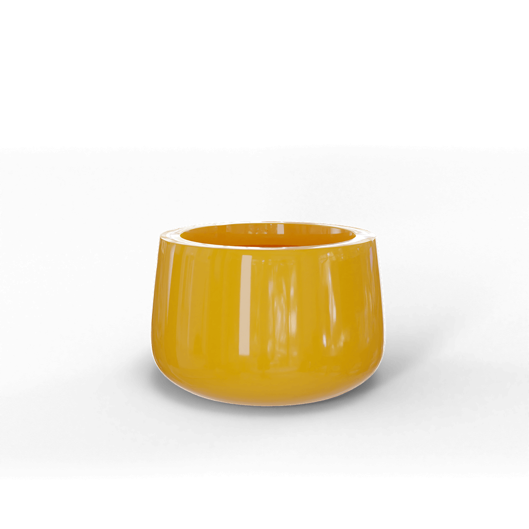 Short Hayden Round Fiberglass Planter in Gloss Saffron