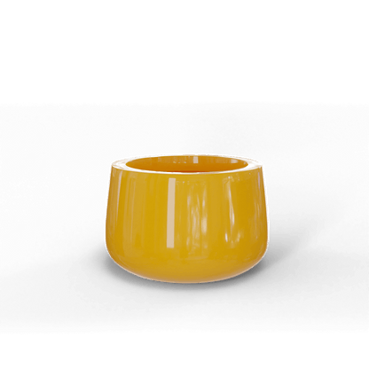 Short Hayden Round Fiberglass Planter in Gloss Saffron