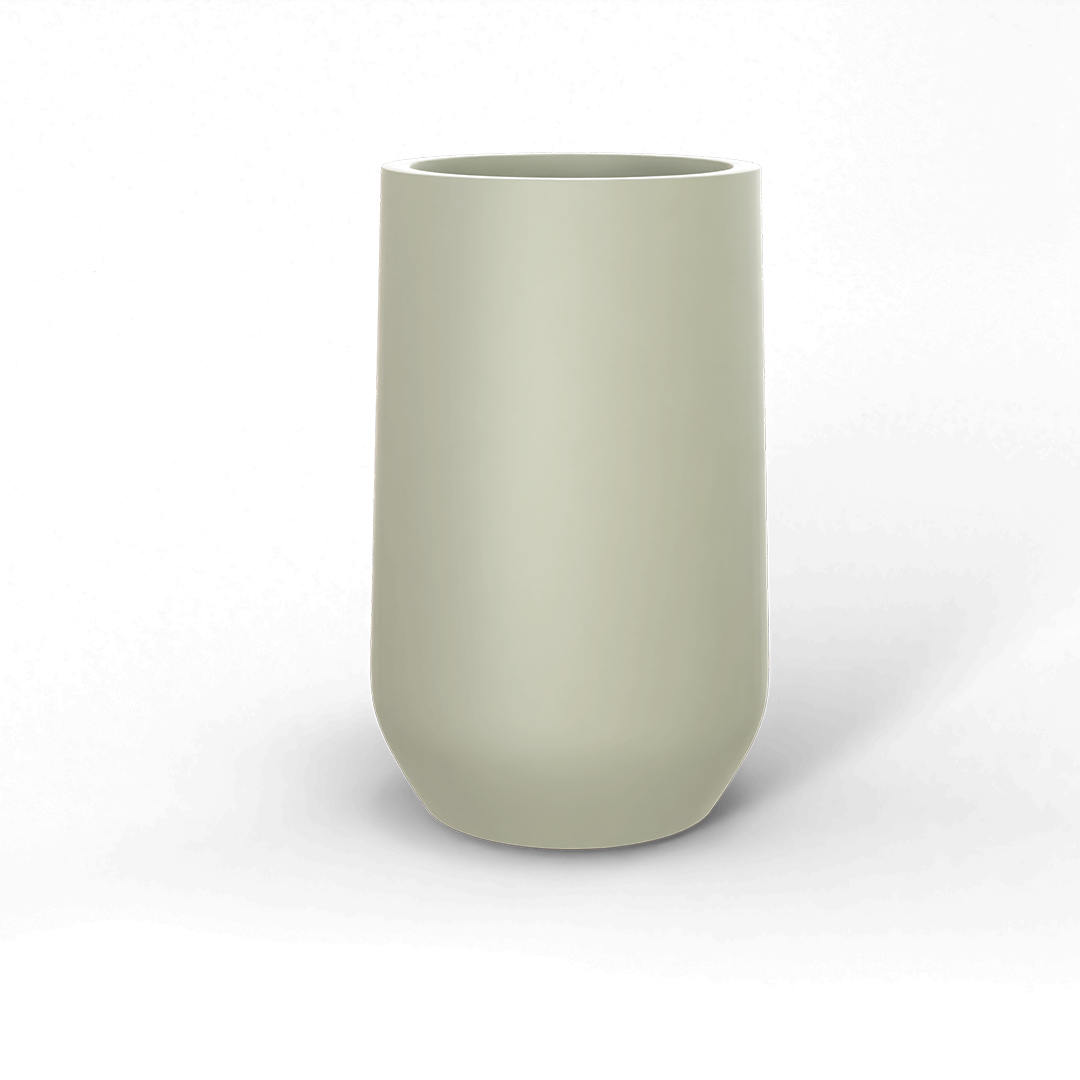 Hayden Round Fiberglass Planter in Satin Beige