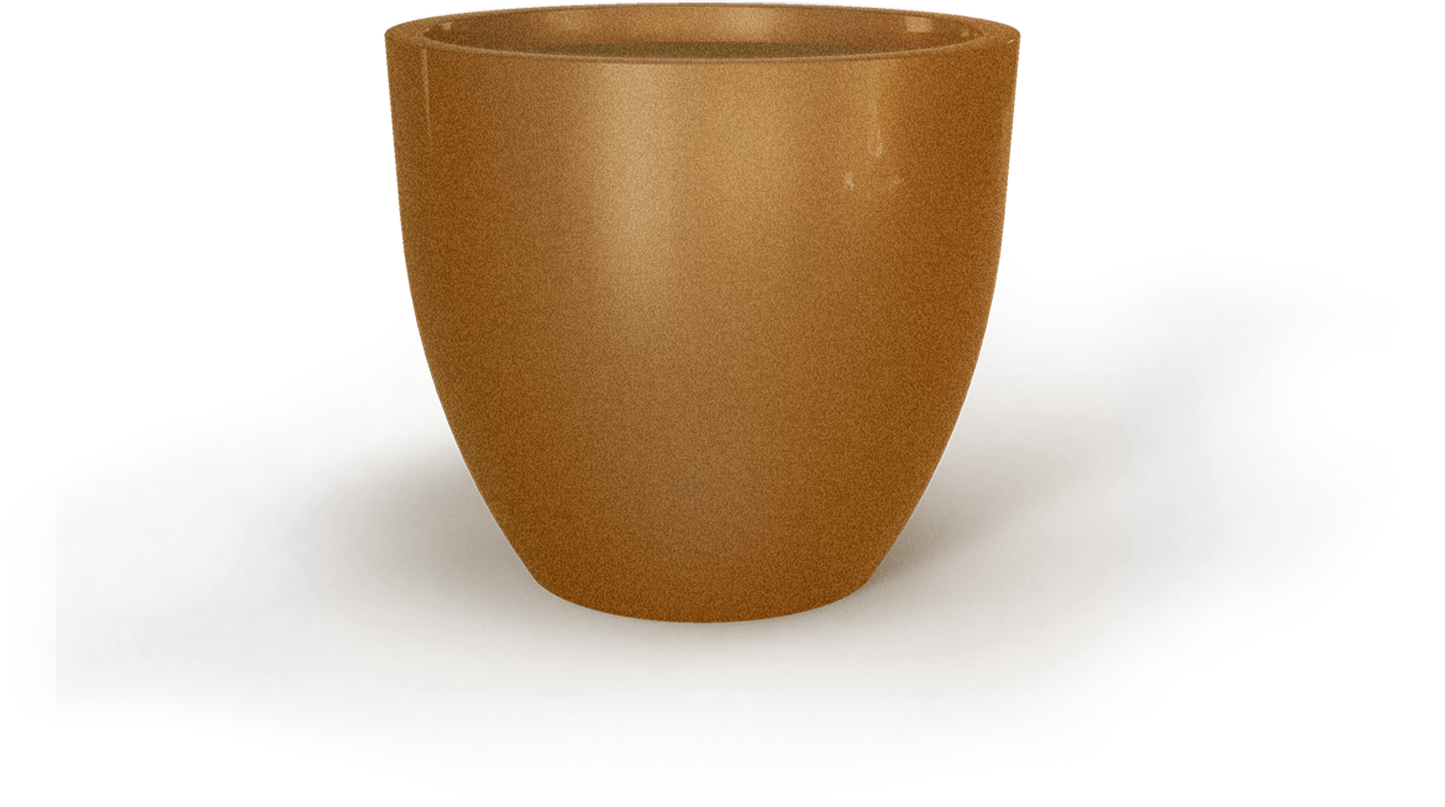 Wannsee Round Fiberglass Planter in Metallic Bronze