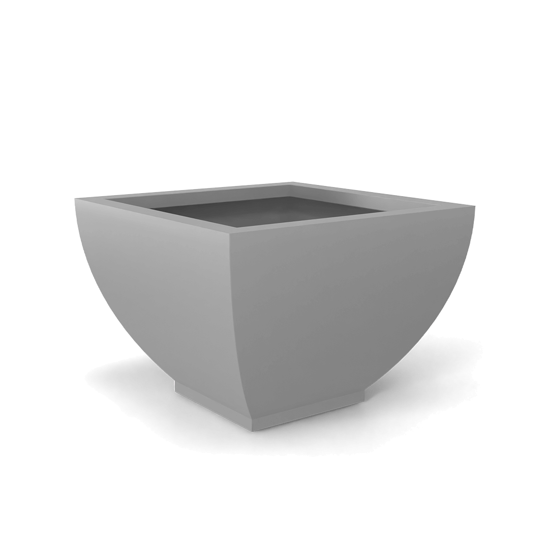 Kathryn Square Fiberglass Planter in Matte Cement Grey