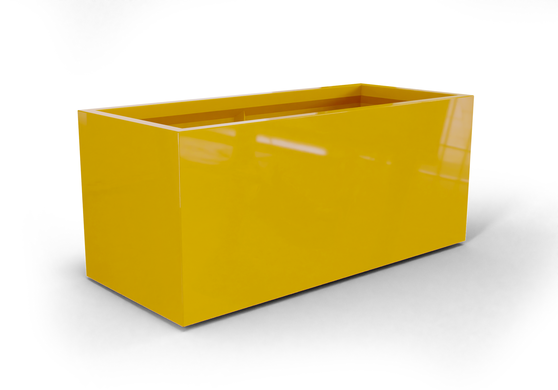 Badalona Rectangular Fiberglass Planter in Gloss Saffron