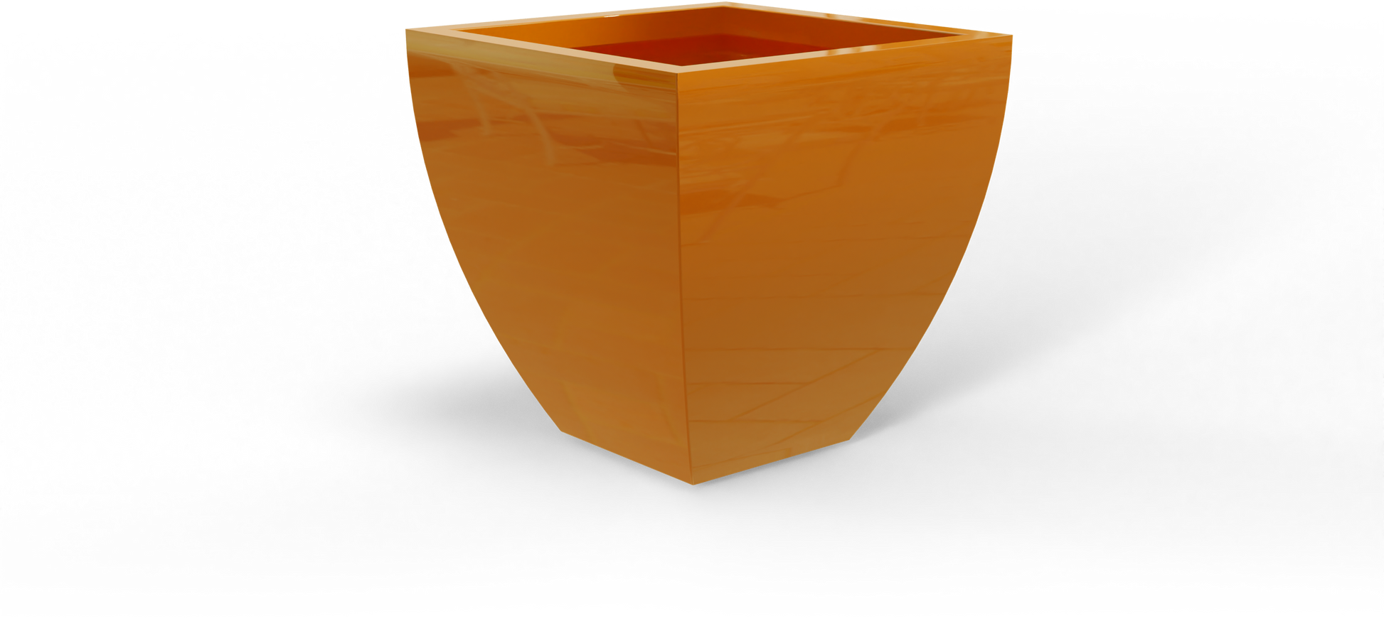 Lima Tapered Square Fiberglass Planter in Gloss Tangerine