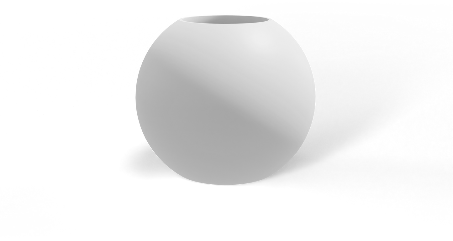 Globe Sculptural Fiberglass Planter in Matte Bright White