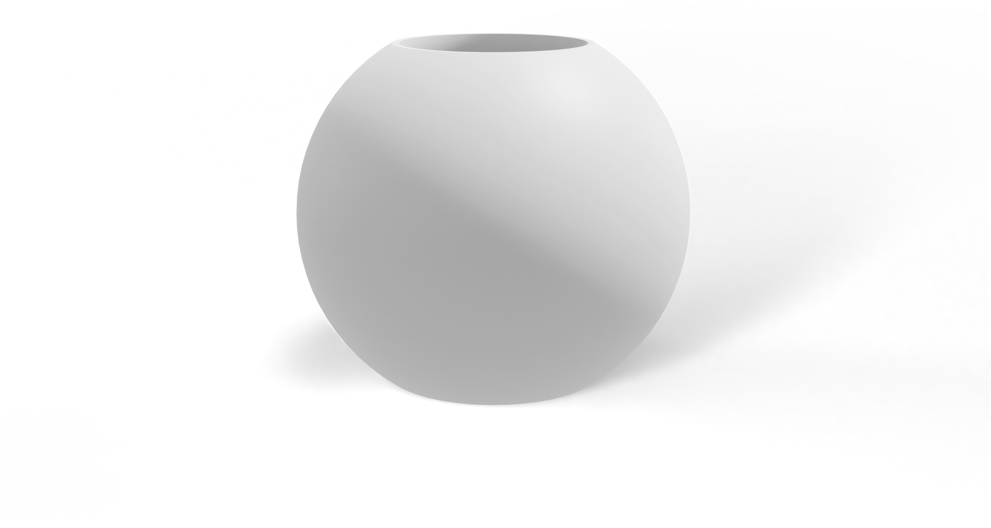 Globe Sculptural Fiberglass Planter in Matte Bright White