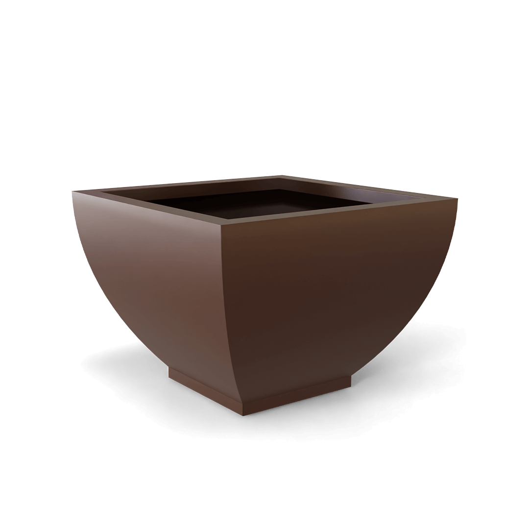 Kathryn Square Fiberglass Planter in Matte Dark Brown