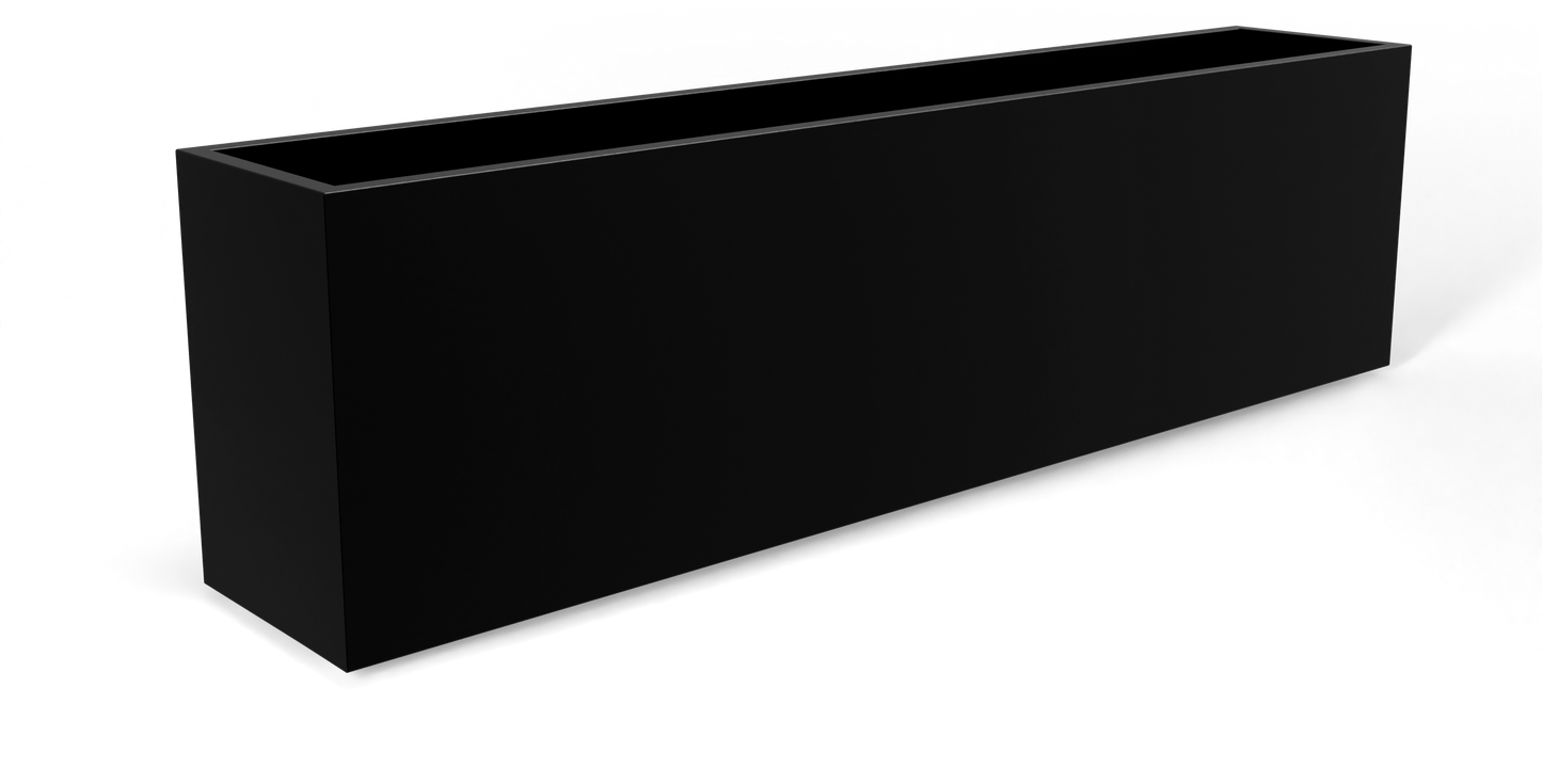 Hudson Rectangular Fiberglass Planter in Matte Black