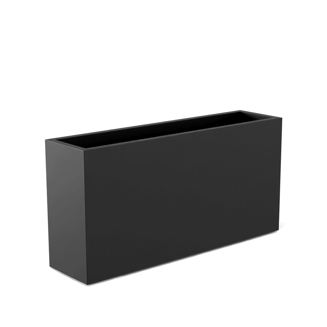 Hollywood Rectangular Fiberglass Planter in Matte Charcoal