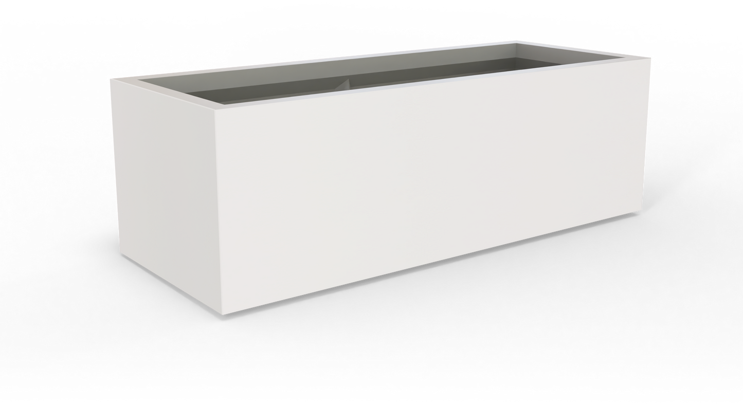 Cuba Rectangular Fiberglass Planter in Matte Cement Grey