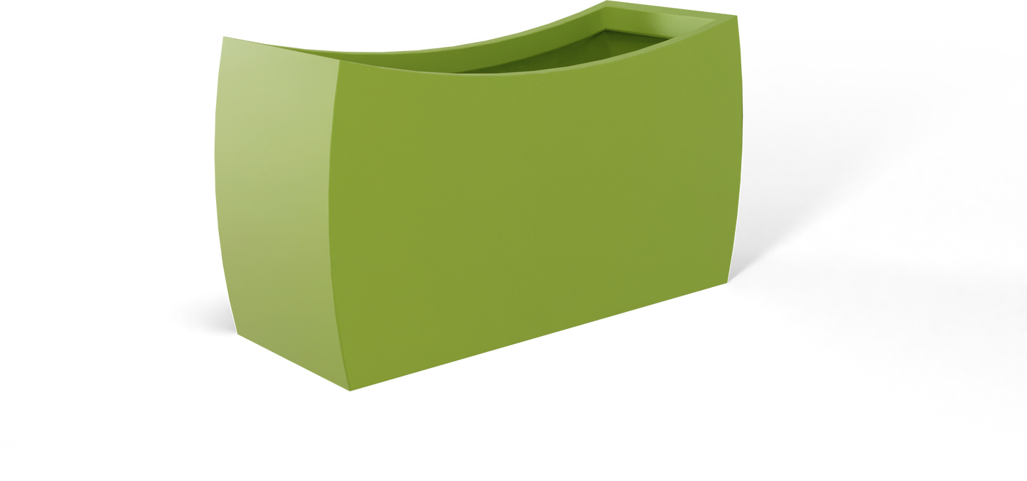 Seoul Curved Rectangular Fiberglass Planter in Satin Green