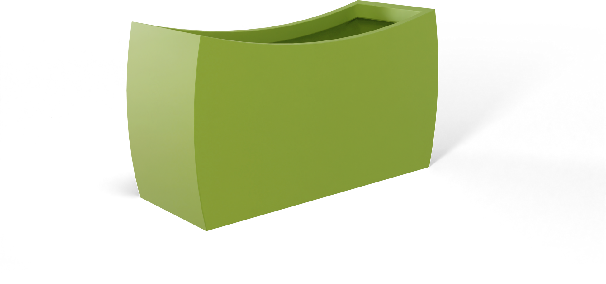 Seoul Curved Rectangular Fiberglass Planter in Satin Green