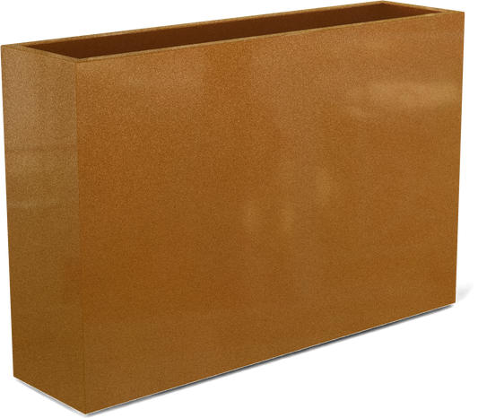 Delray Rectangular Fiberglass Planter in Metallic Bronze