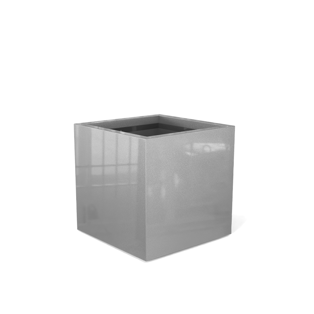 Granada Rectangular Fiberglass Planter in Metallic Silver