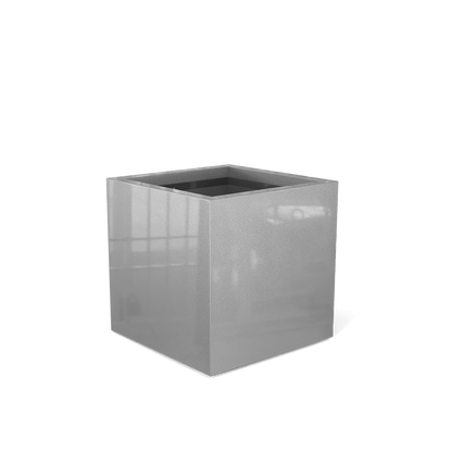Granada Rectangular Fiberglass Planter in Metallic Silver