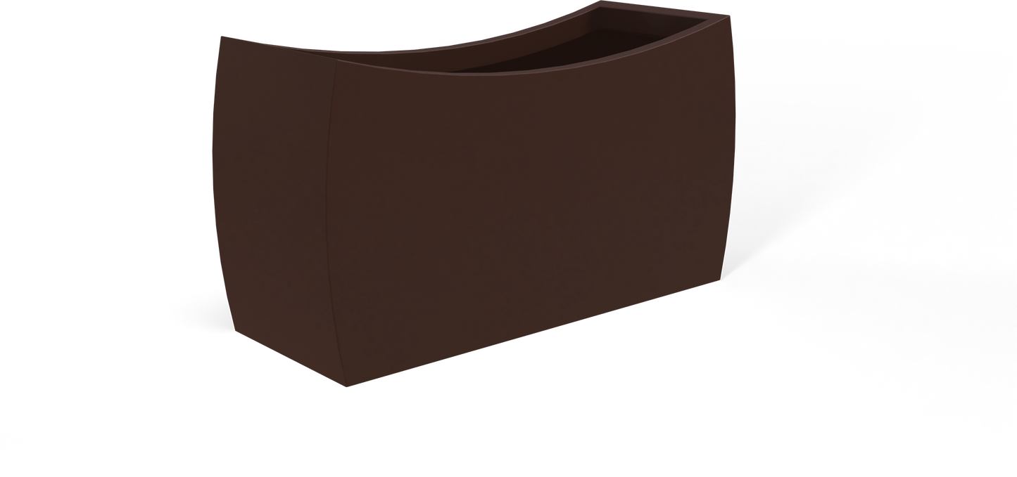 Seoul Curved Rectangular Fiberglass Planter in Matte Dark Brown