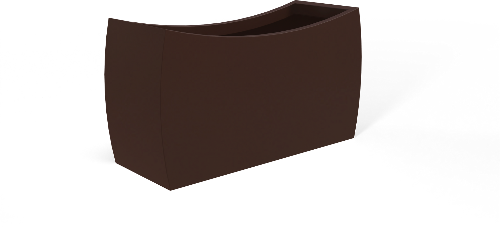 Seoul Curved Rectangular Fiberglass Planter in Matte Dark Brown