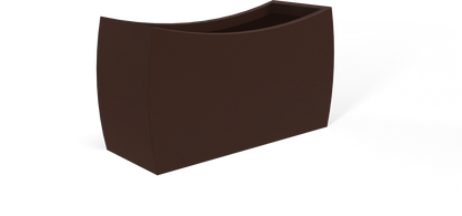 Seoul Curved Rectangular Fiberglass Planter in Matte Dark Brown