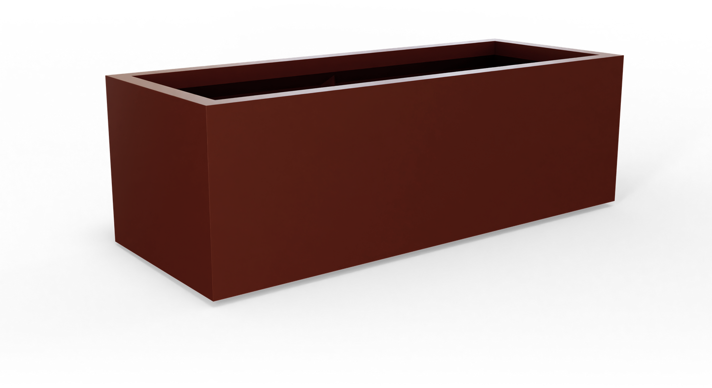 Cuba Rectangular Fiberglass Planter in Matte Terra Cotta
