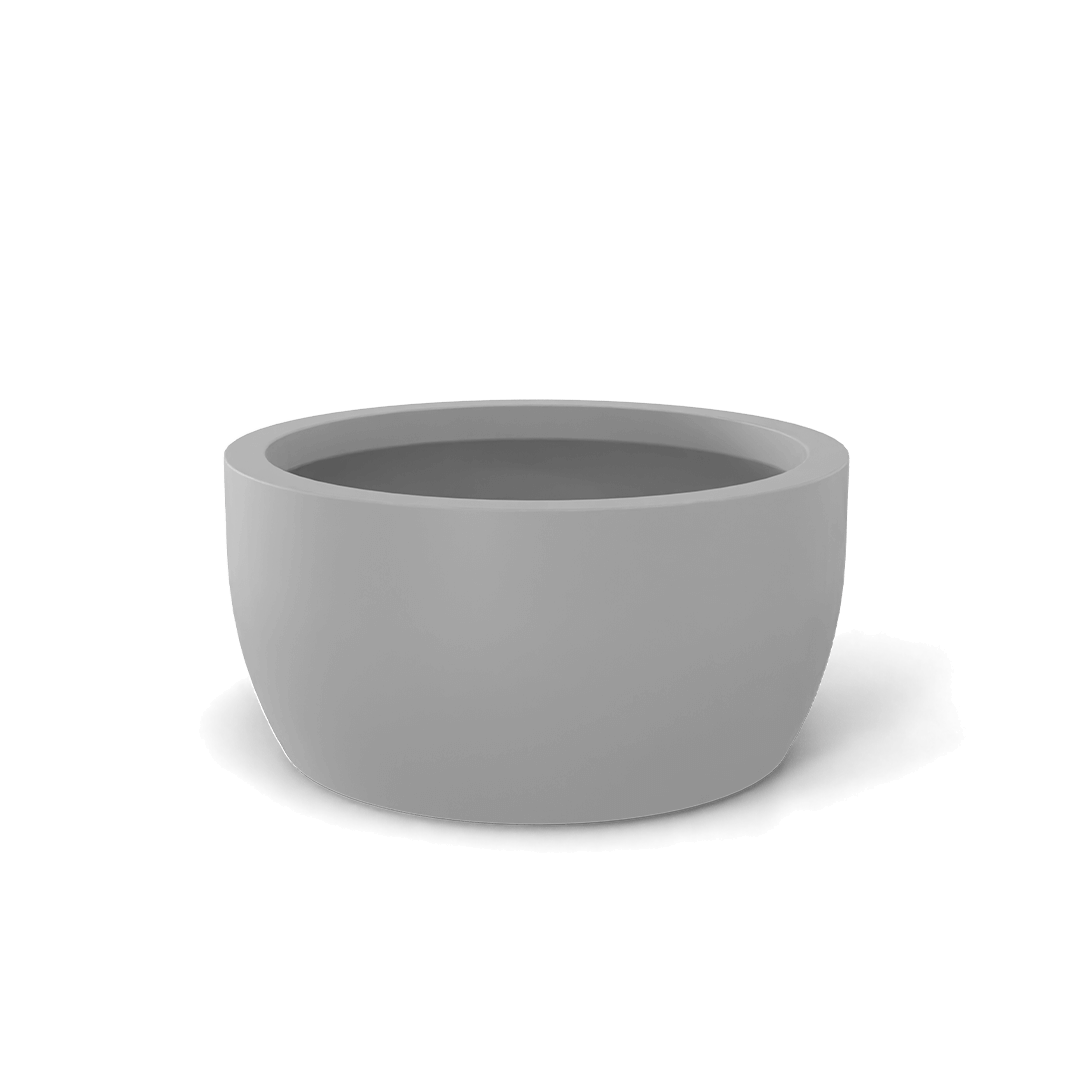 Casablanca Round Fiberglass Planter in Matte Cement Grey