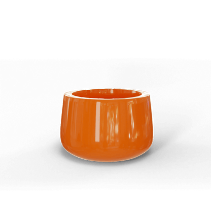 Short Hayden Round Fiberglass Planter in Gloss Tangerine