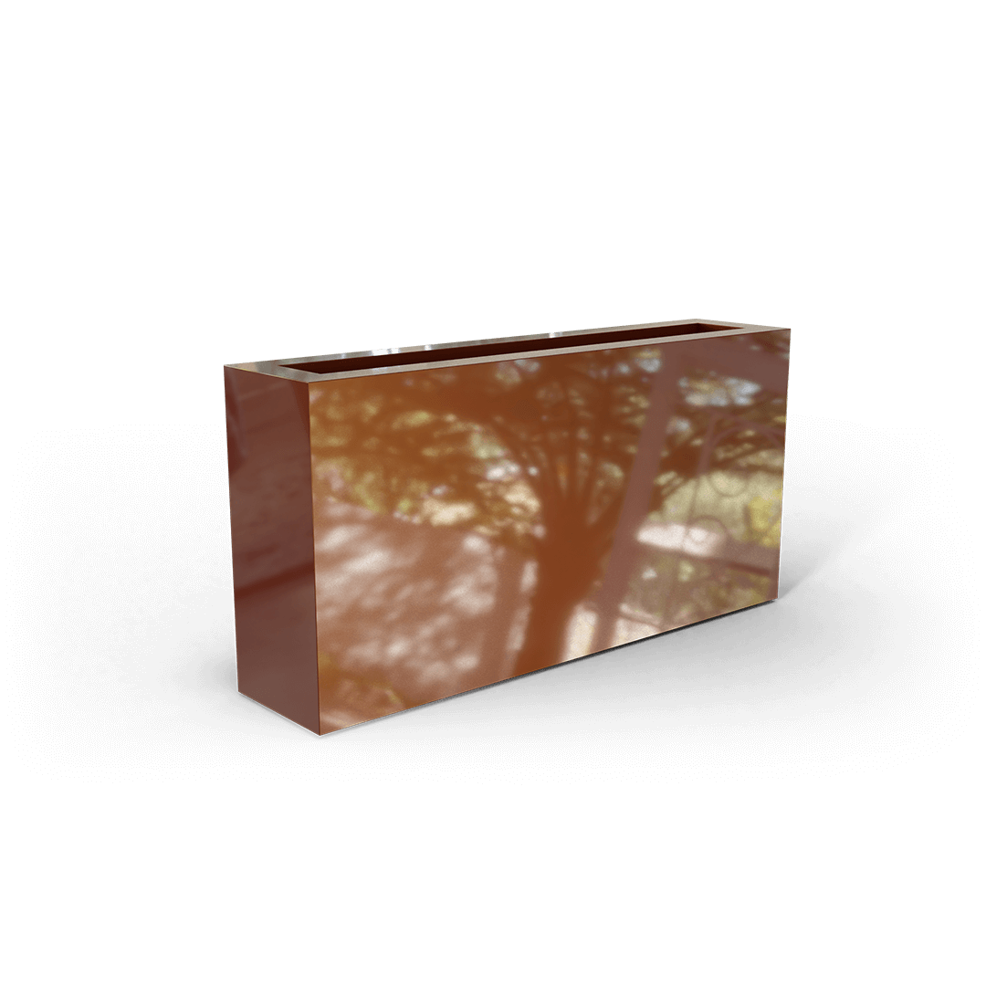 Camoux Rectangular Fiberglass Planter in Metallic Bronze