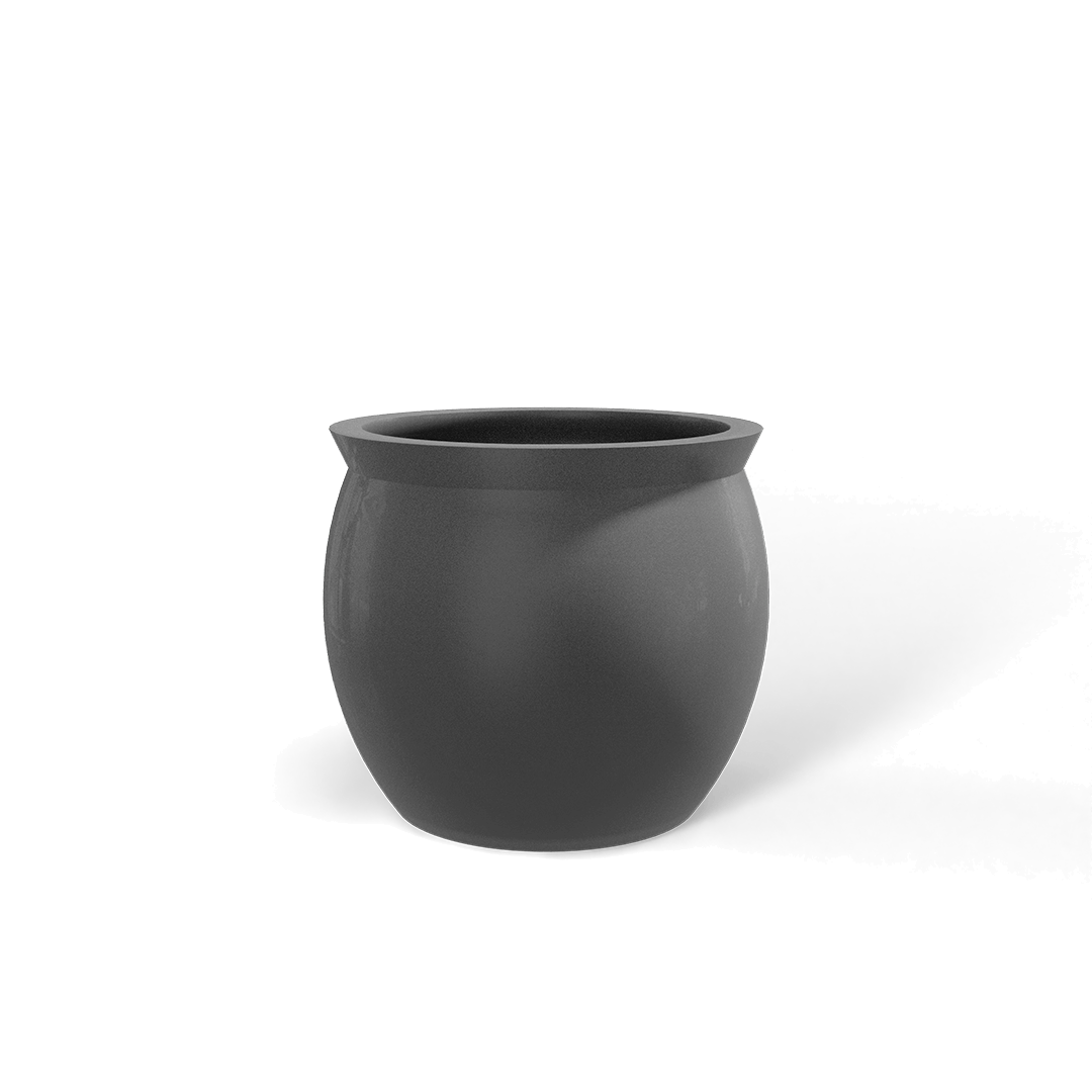 Shanghai Bowl Fiberglass Planter in Matte Gunmetal