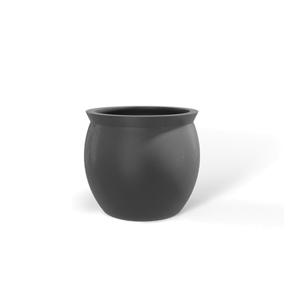 Shanghai Bowl Fiberglass Planter in Matte Gunmetal
