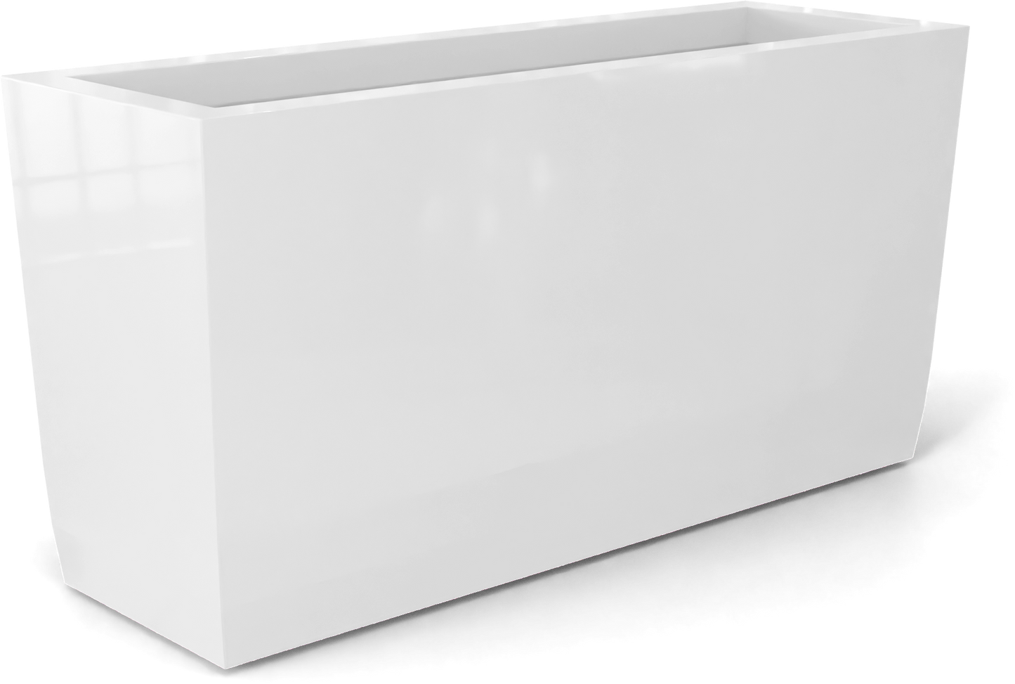 Panama Curved Rectangular Fiberglass Planter in Gloss Bright White