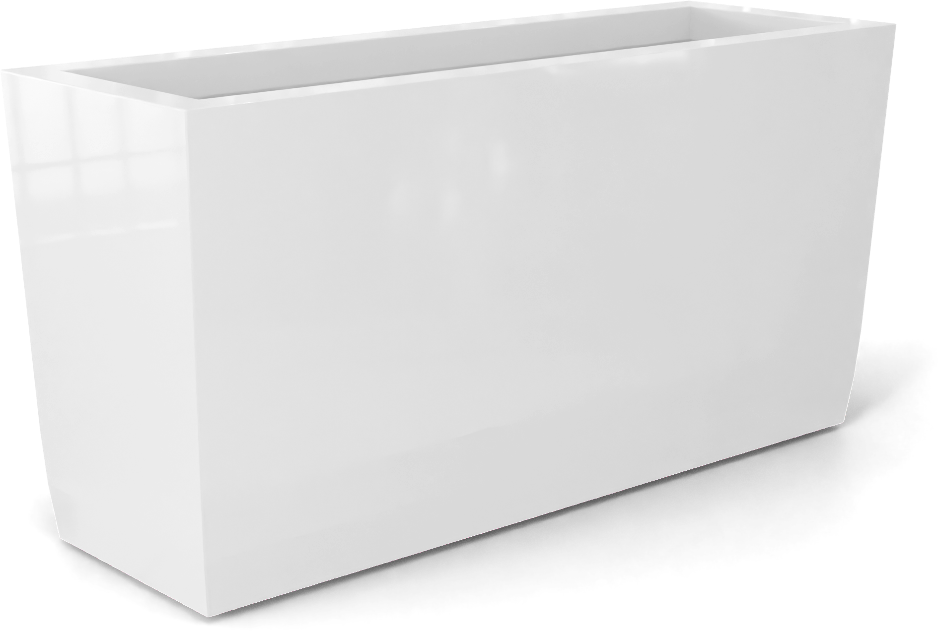 Panama Curved Rectangular Fiberglass Planter in Gloss Bright White