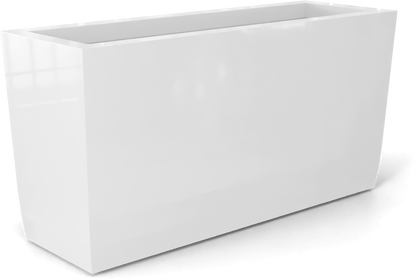 Panama Curved Rectangular Fiberglass Planter in Gloss Bright White