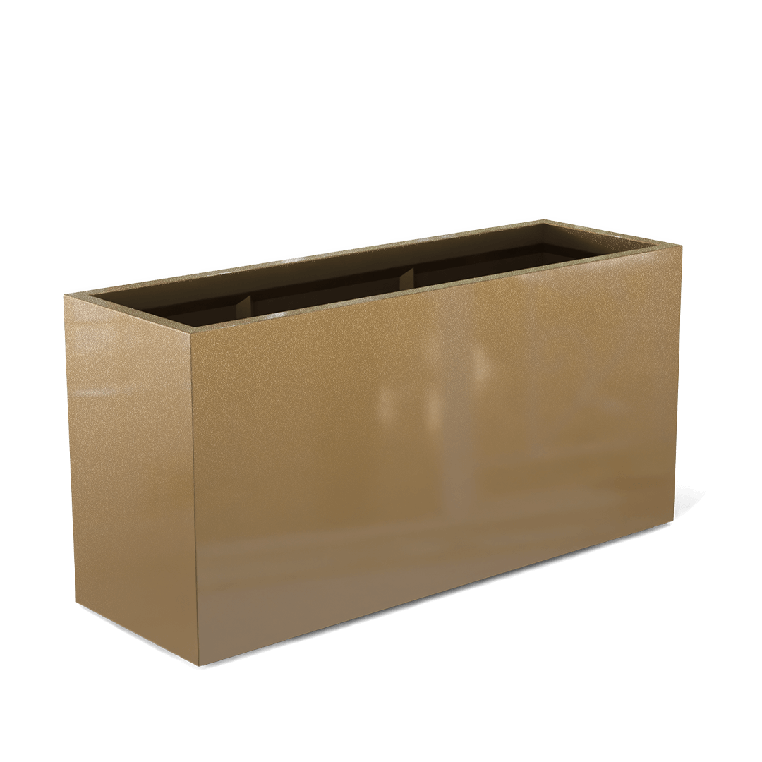 Tolga Rectangular Fiberglass Planter in Gloss Metallic Gold
