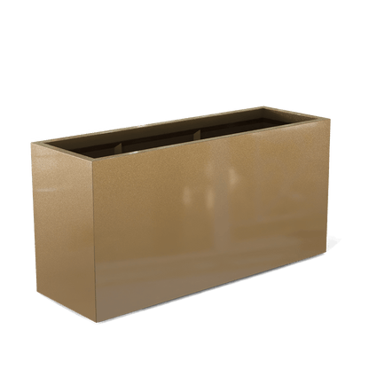 Tolga Rectangular Fiberglass Planter in Gloss Metallic Gold